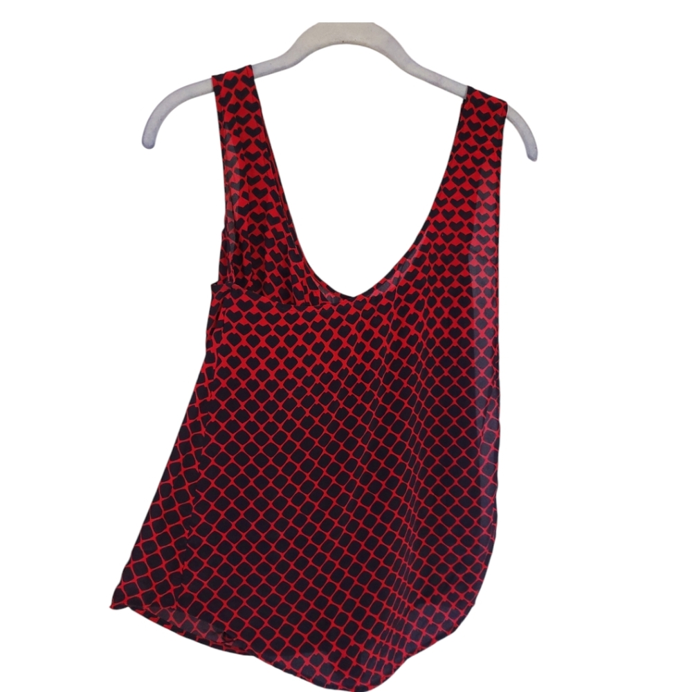 Club Monaco Silk Beaded Heart Tank Top M Red Black Date Night Romantic - Picture 7 of 11